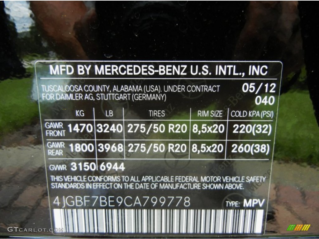 2012 GL Color Code 040 for Black Photo #69284886