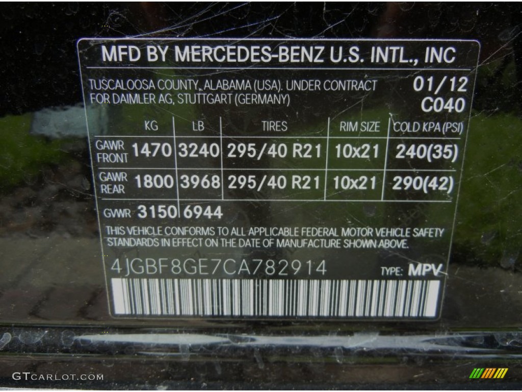 2012 GL Color Code 040 for Black Photo #69285153