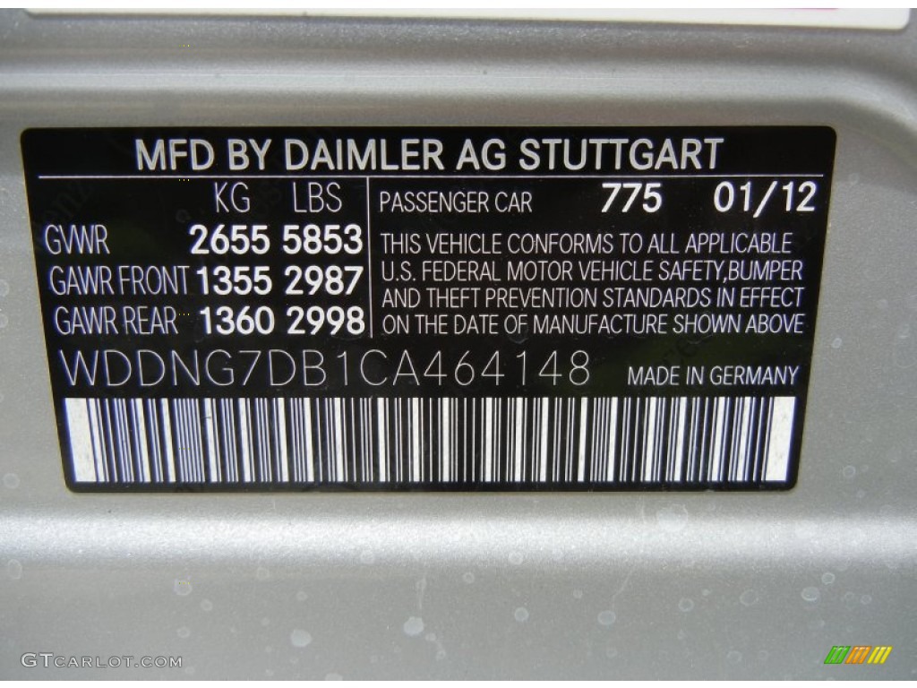 2012 S Color Code 775 for Iridium Silver Metallic Photo #69285636