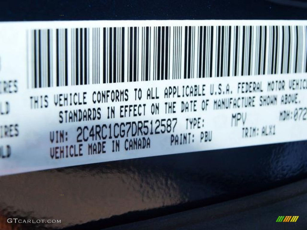 2013 Town & Country Color Code PBU for True Blue Pearl Photo #69286548