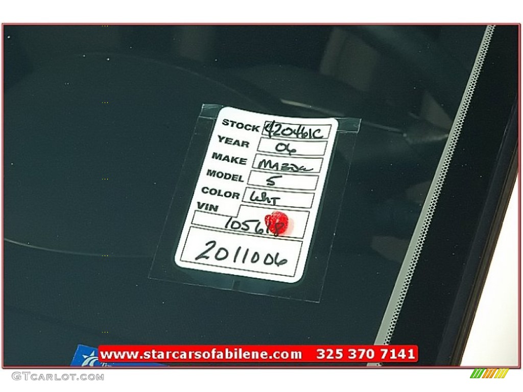 2006 MAZDA5 Sport - Whitewater Pearl / Black photo #11