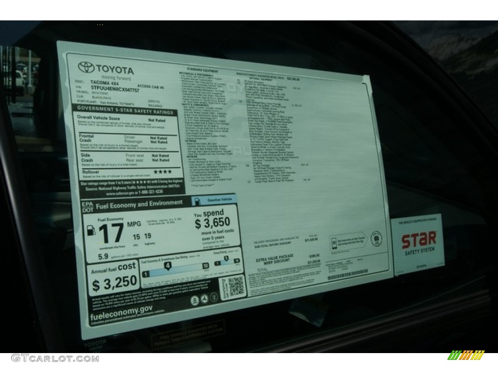 2012 Toyota Tacoma V6 TRD Access Cab 4x4 Window Sticker Photos