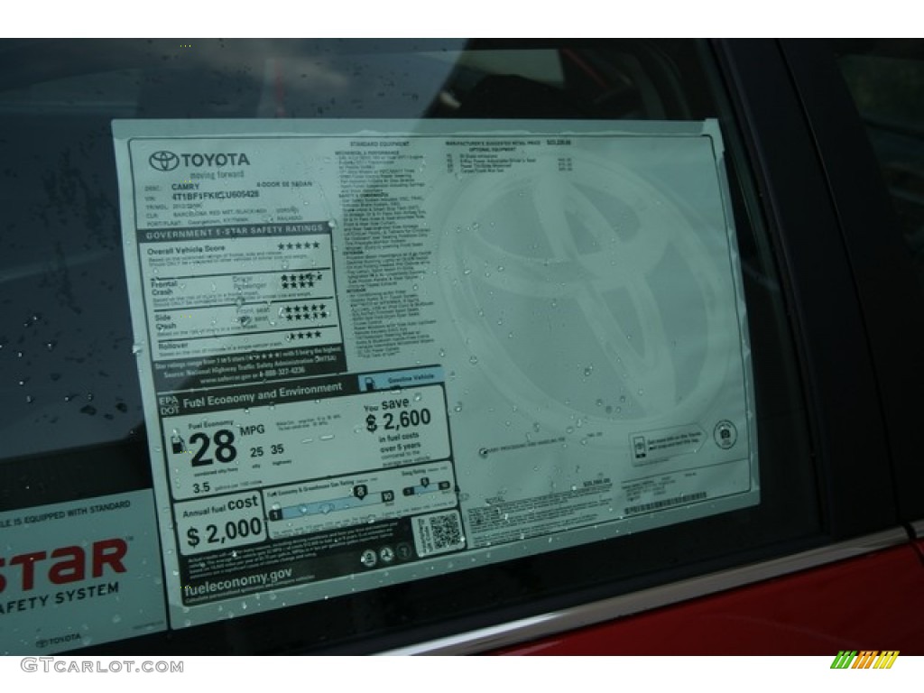 2012 Toyota Camry SE Window Sticker Photo #69294375