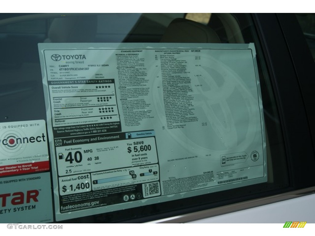2012 Toyota Camry Hybrid XLE Window Sticker Photo #69294549