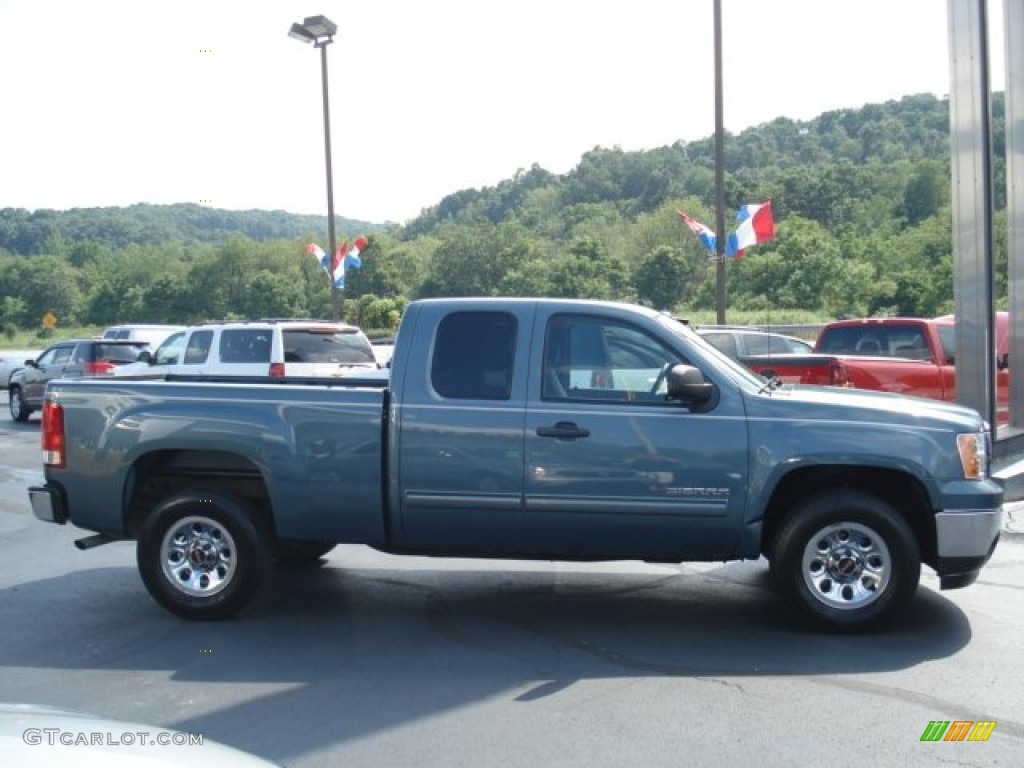 2010 Sierra 1500 SLE Extended Cab 4x4 - Stealth Gray Metallic / Ebony photo #5