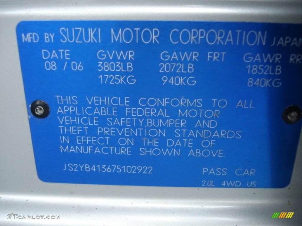 2007 SX4 Convenience AWD - Silky Silver Metallic / Black photo #20