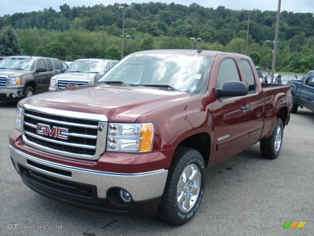 2013 Sierra 1500 SLE Extended Cab 4x4 - Sonoma Red Metallic / Ebony photo #2