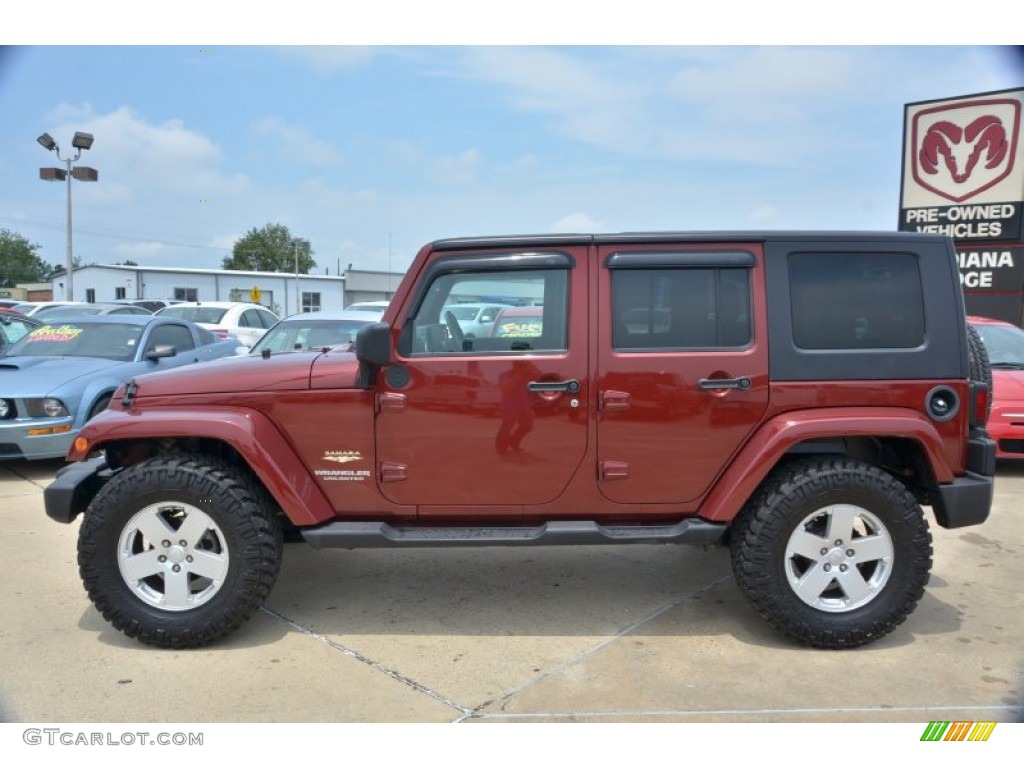 2008 Wrangler Unlimited Sahara - Red Rock Crystal Pearl / Dark Slate Gray/Med Slate Gray photo #2