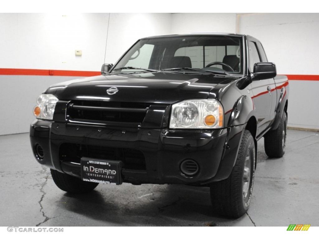 2004 Frontier XE V6 King Cab 4x4 - Super Black / Gray photo #5