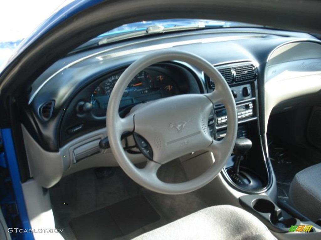 1998 Mustang V6 Coupe - Bright Atlantic Blue / Medium Graphite photo #7