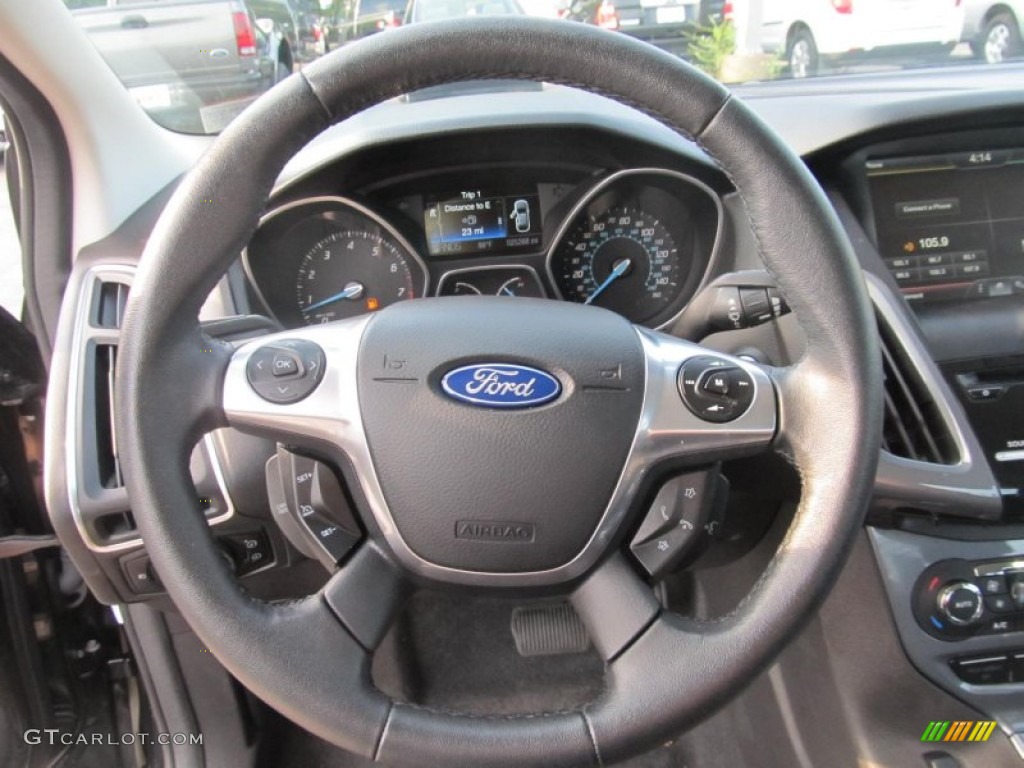 2012 Ford Focus Titanium Sedan Charcoal Black Leather Steering Wheel Photo #69322131