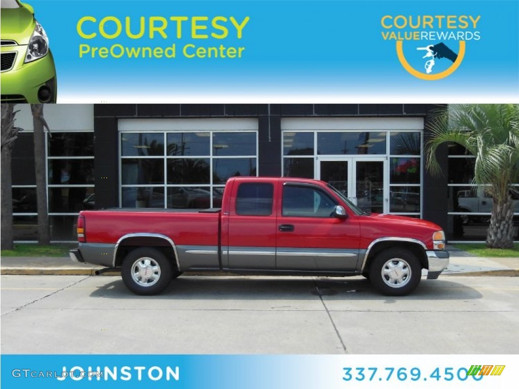 2000 Sierra 1500 SLE Extended Cab - Fire Red / Pewter photo #1
