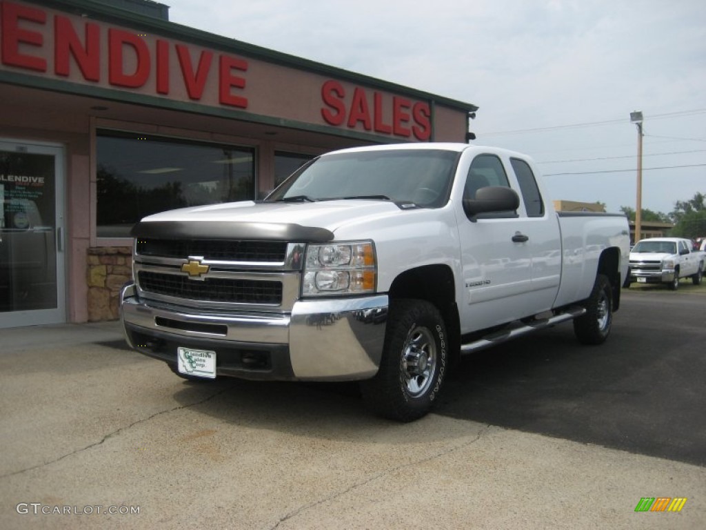 2008 Silverado 2500HD LT Extended Cab 4x4 - Summit White / Ebony Black photo #1