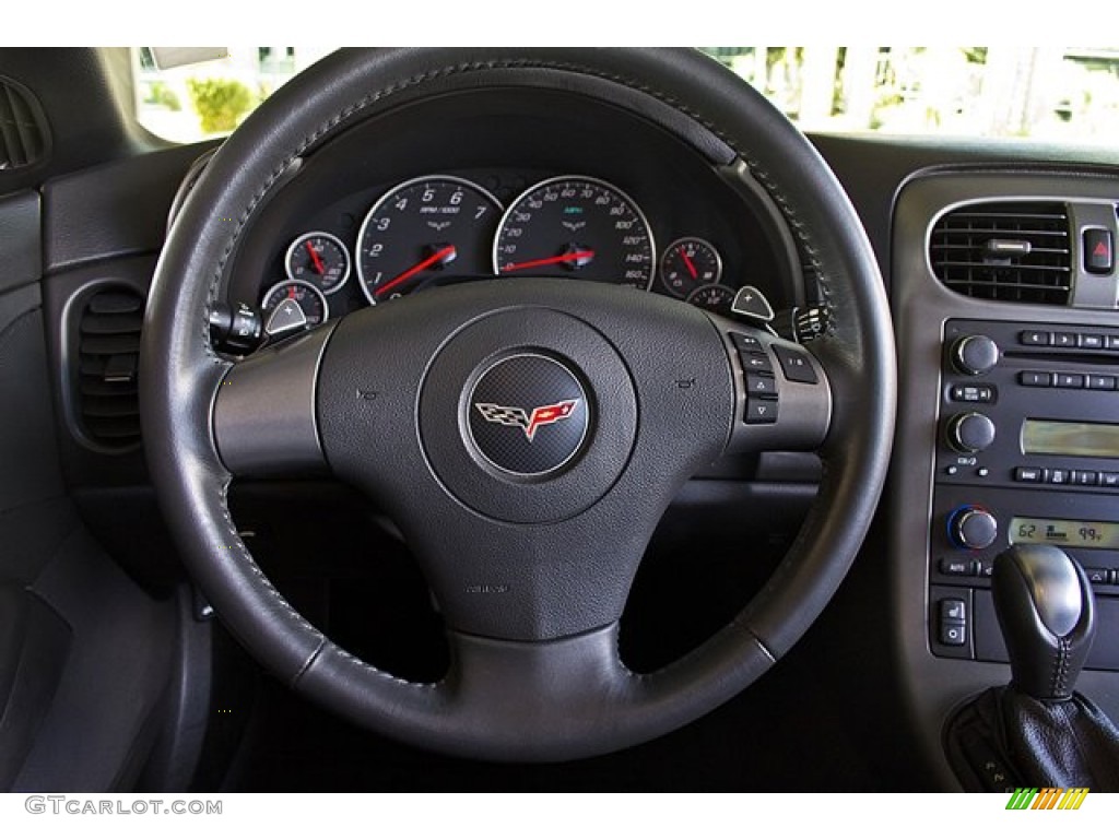 2007 Chevrolet Corvette Convertible Ebony Steering Wheel Photo #69325446
