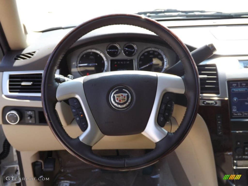 2013 Cadillac Escalade Luxury Cashmere/Cocoa Steering Wheel Photo #69325551