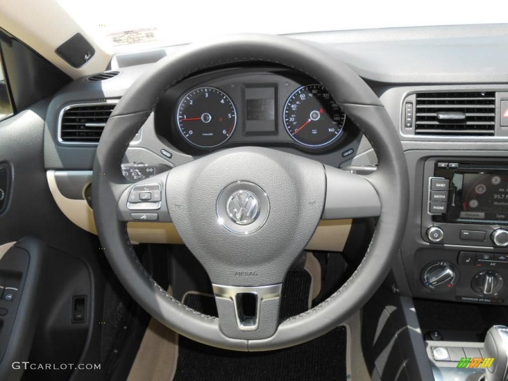 2013 Volkswagen Jetta TDI Sedan Cornsilk Beige Steering Wheel Photo #69326181