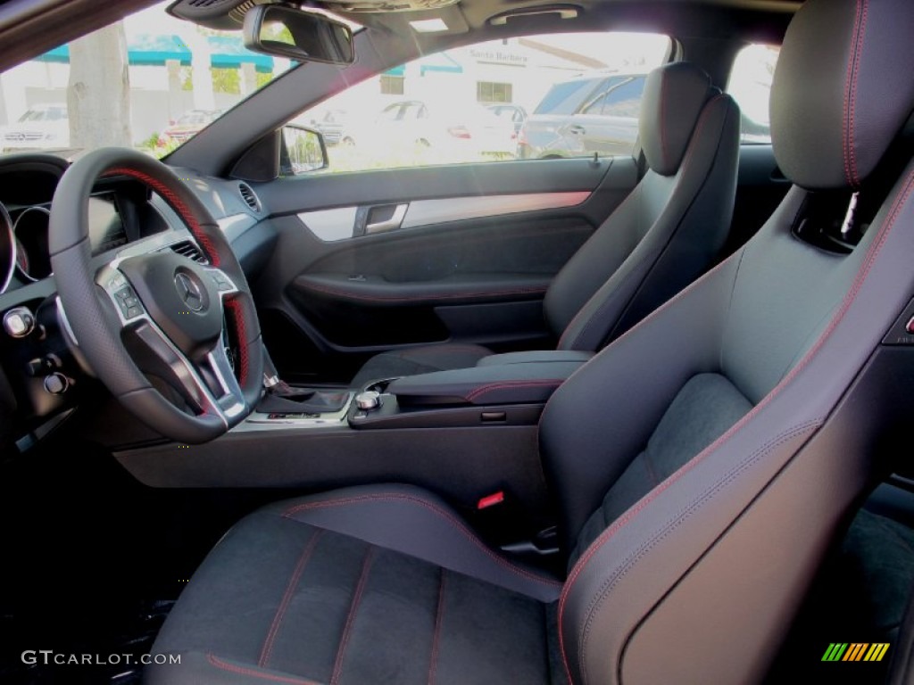 Black/Red Stitch w/DINAMICA Inserts Interior 2013 Mercedes-Benz C 250 Coupe Photo #69326328
