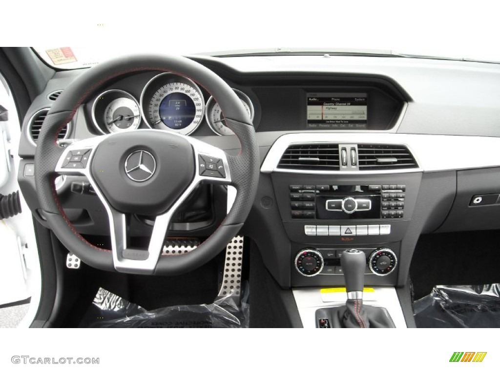 2013 Mercedes-Benz C 250 Sport Black/Red Stitch w/DINAMICA Inserts Dashboard Photo #69326952