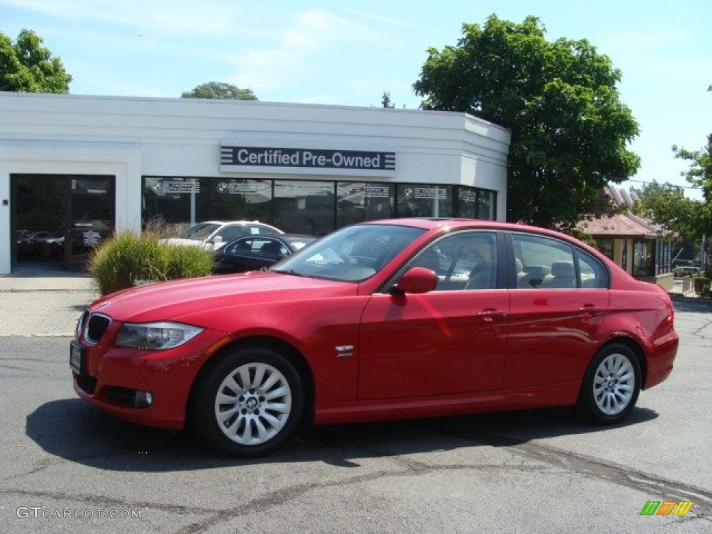 2009 3 Series 328xi Sedan - Crimson Red / Beige photo #1