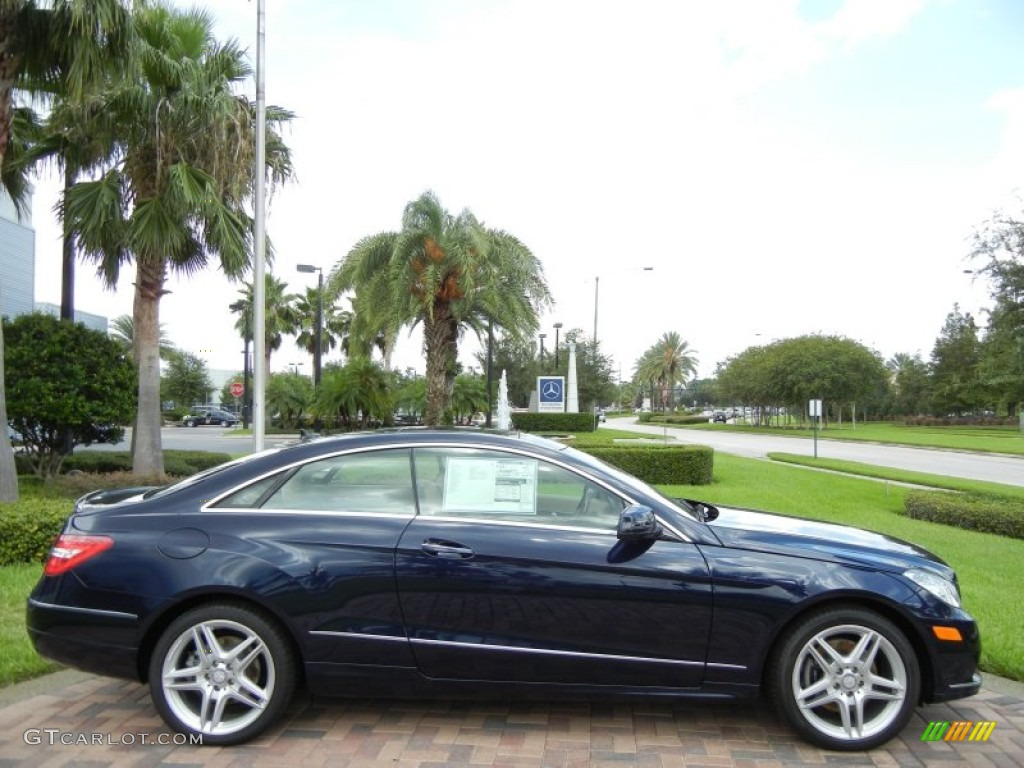 2013 E 350 Coupe - Lunar Blue Metallic / Almond/Mocha photo #1