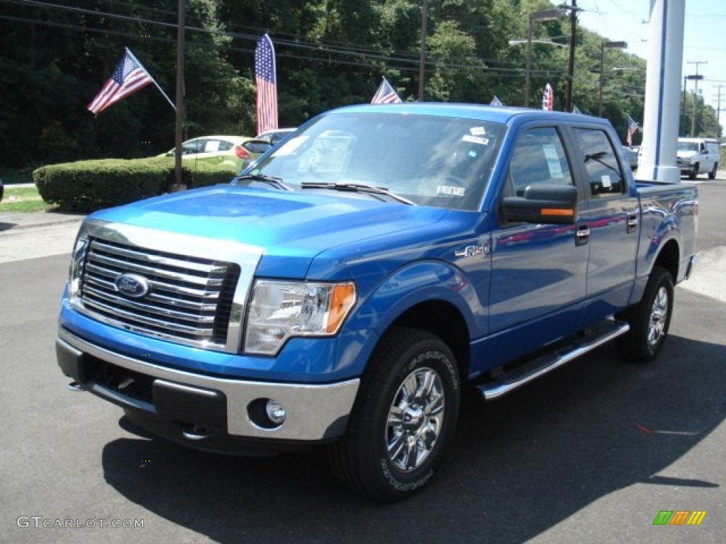 2012 F150 XLT SuperCrew 4x4 - Blue Flame Metallic / Steel Gray photo #4