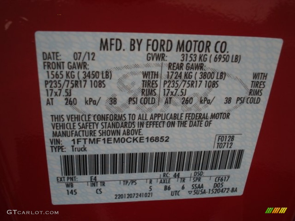 2012 F150 XL Regular Cab 4x4 - Vermillion Red / Steel Gray photo #18