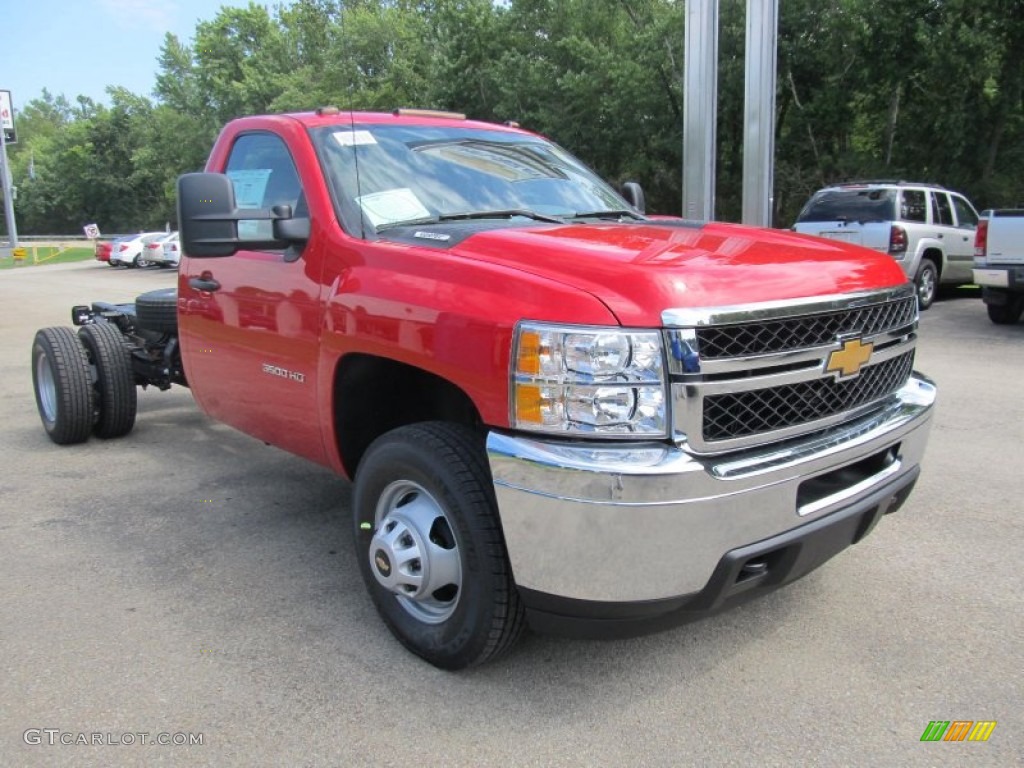 Victory Red 2013 Chevrolet Silverado 3500HD WT Regular Cab Chassis Exterior Photo #69352645