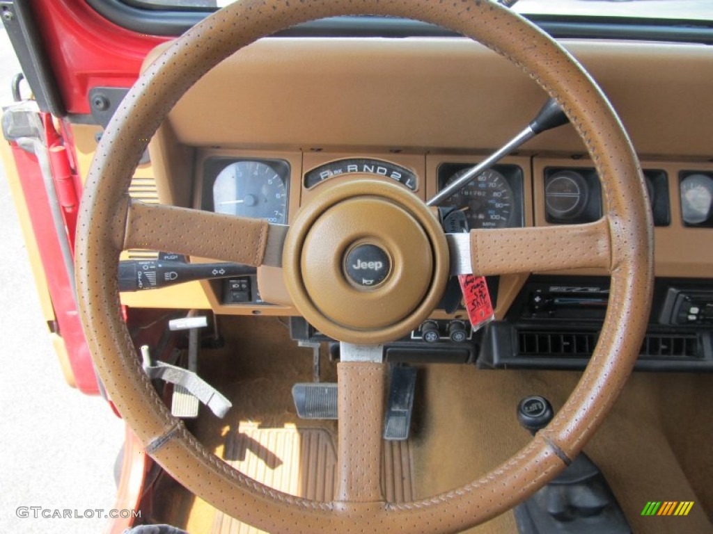 1995 Jeep Wrangler S 4x4 Spice Beige Steering Wheel Photo #69361036