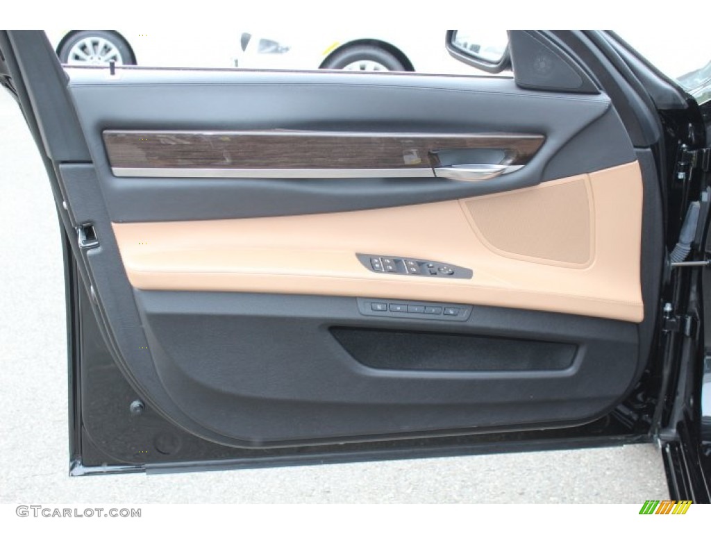 2011 BMW 7 Series 750Li Sedan Saddle/Black Nappa Leather Door Panel Photo #69361174