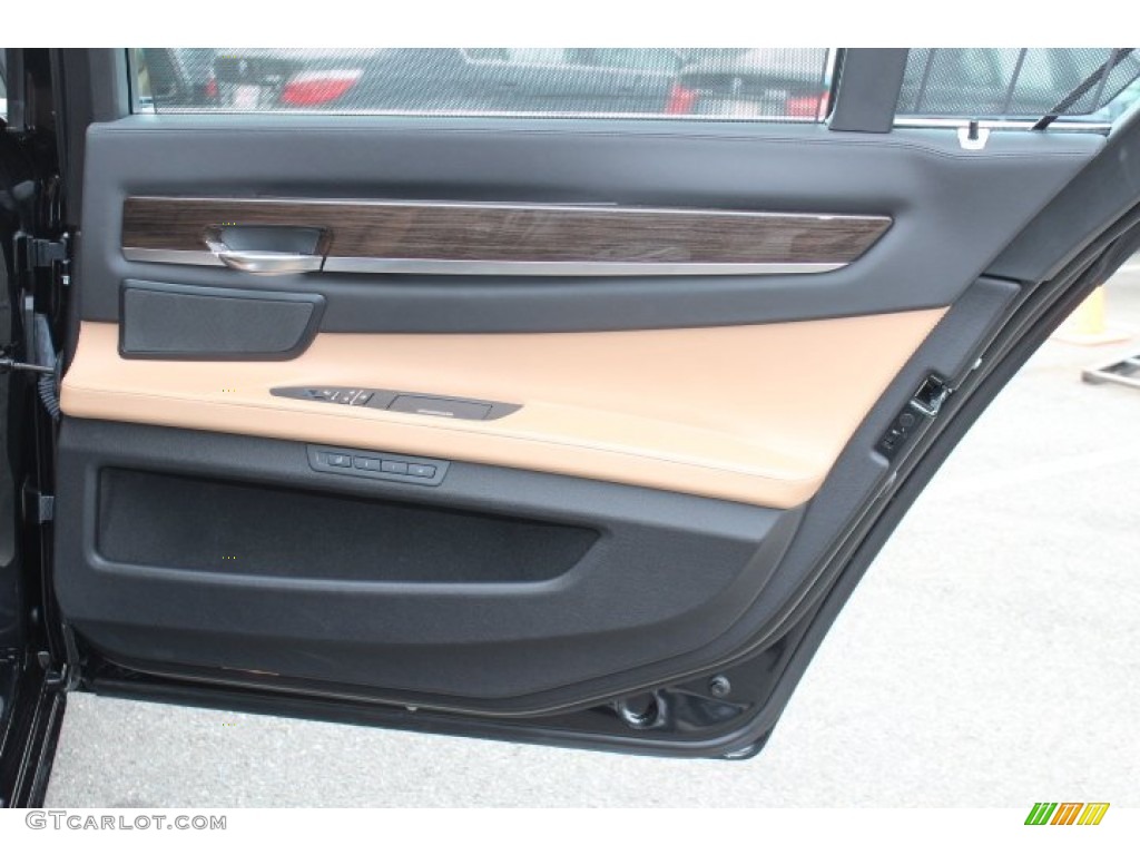 2011 BMW 7 Series 750Li Sedan Saddle/Black Nappa Leather Door Panel Photo #69361288