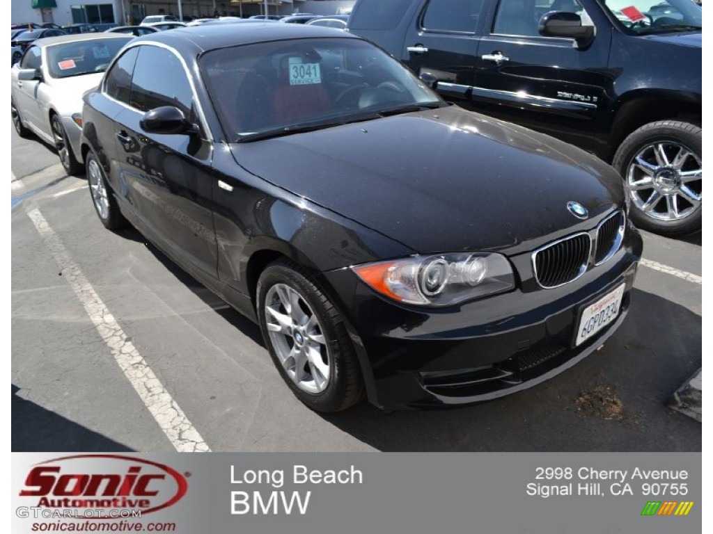 2008 1 Series 128i Coupe - Jet Black / Coral Red photo #1