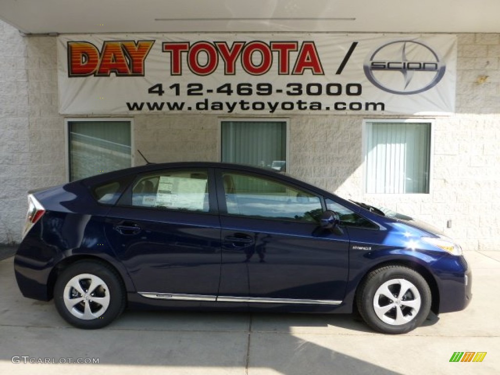 2012 Prius 3rd Gen Three Hybrid - Nautical Blue Metallic / Bisque photo #1