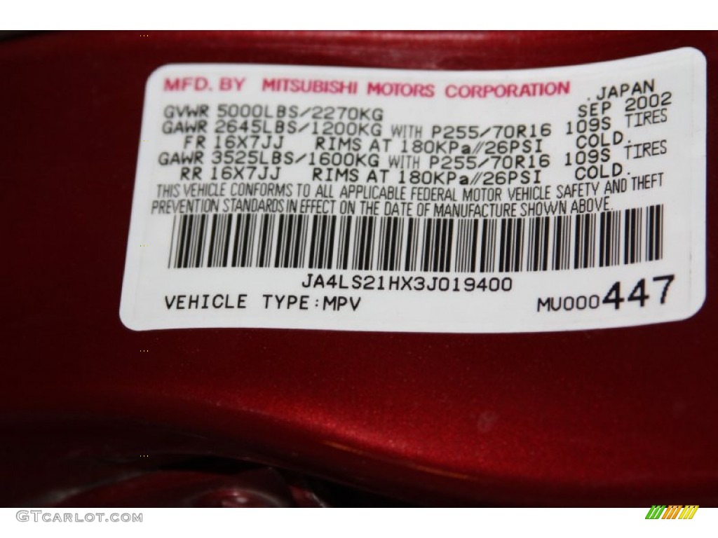2003 Montero Sport ES - Cambridge Red Pearl / Gray photo #13