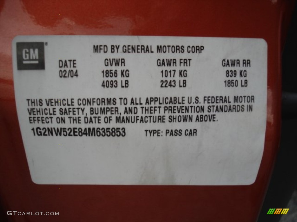 2004 Grand Am GT Sedan - Fusion Orange Metallic / Dark Pewter photo #20