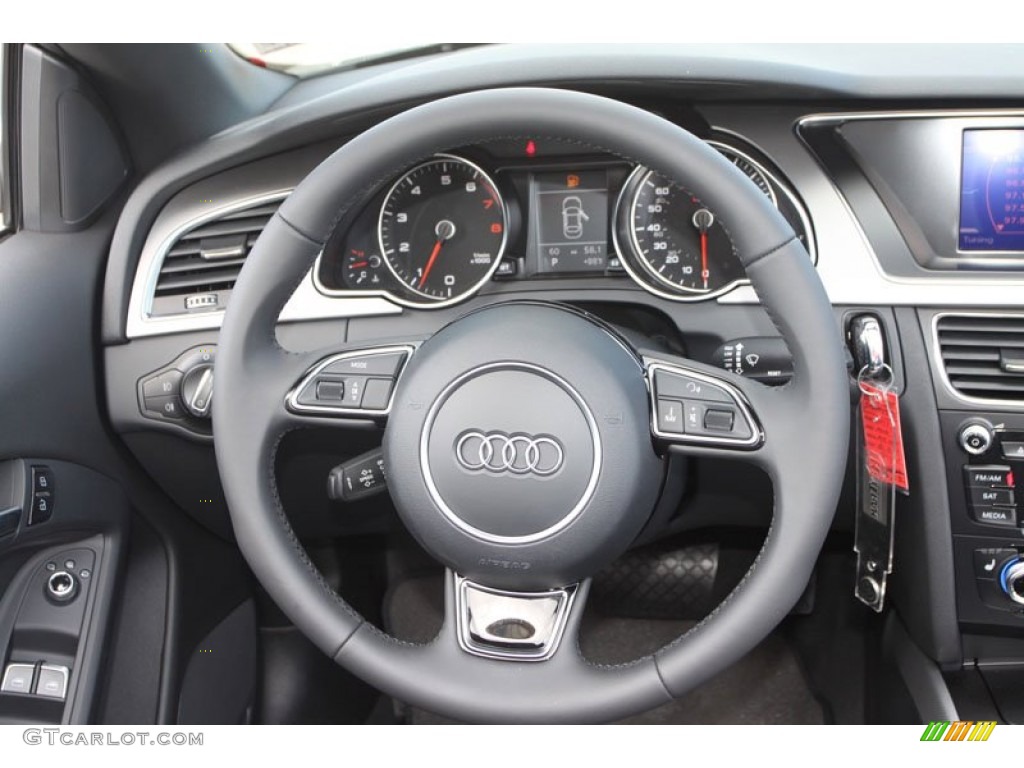 2013 Audi A5 2.0T quattro Cabriolet Black Steering Wheel Photo #69370105