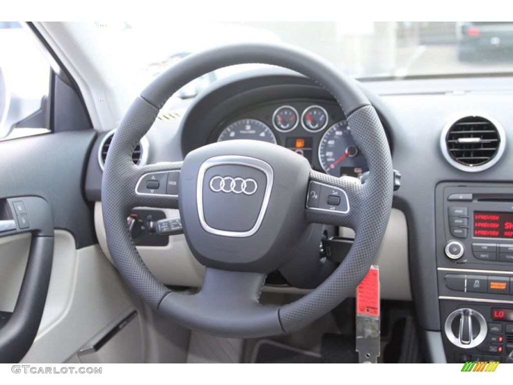 2013 Audi A3 2.0 TDI Light Gray Steering Wheel Photo #69370306