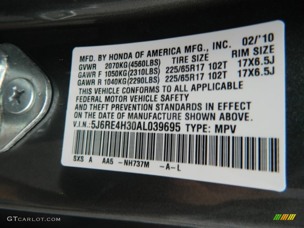 2010 CR-V LX AWD - Polished Metal Metallic / Black photo #27