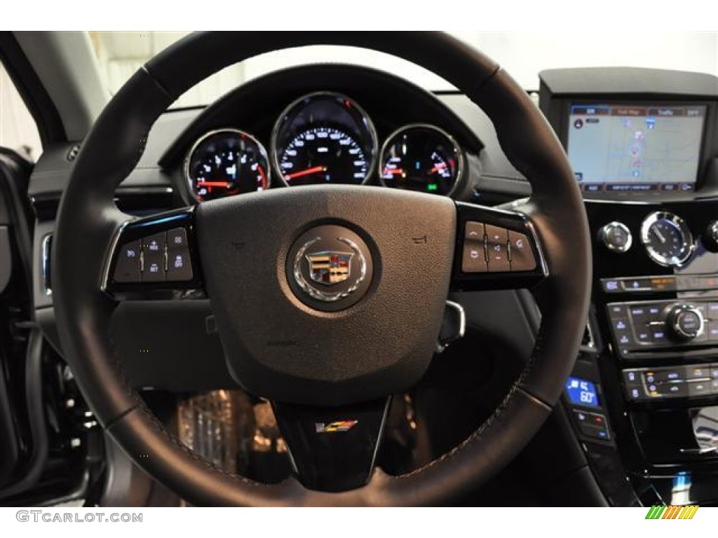 2012 Cadillac CTS -V Sedan Ebony/Ebony Steering Wheel Photo #69373657