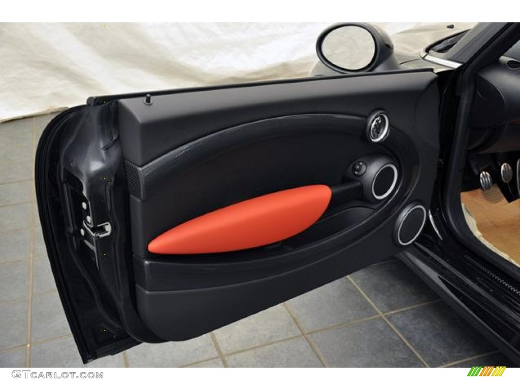 2013 Mini Cooper S Clubman Championship Lounge Leather/Red Piping Door Panel Photo #69373726
