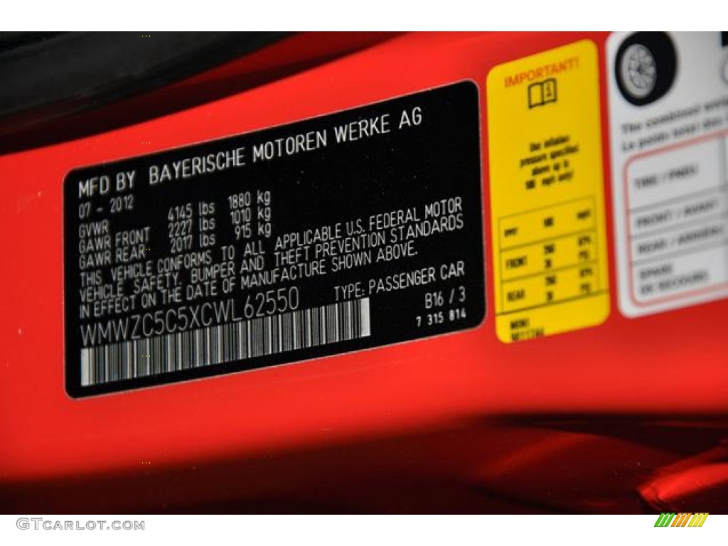 2012 Cooper Color Code B16 for Pure Red Photo #69374881