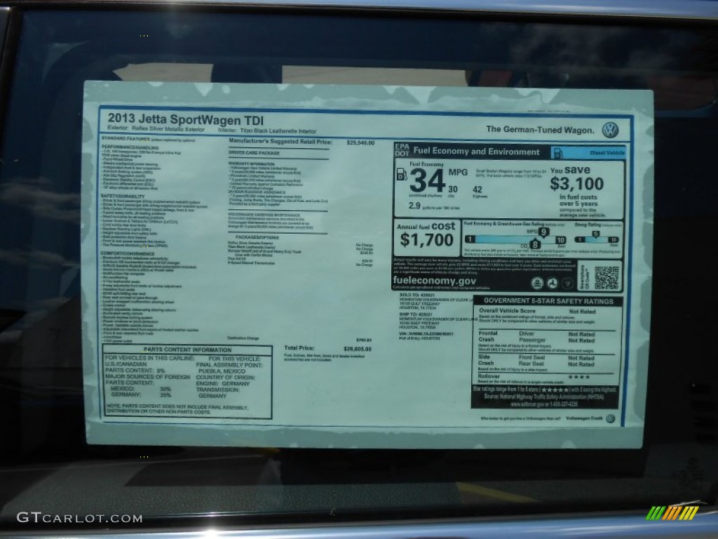2013 Volkswagen Jetta TDI SportWagen Window Sticker Photo #69376921