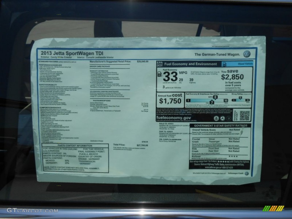 2013 Volkswagen Jetta TDI SportWagen Window Sticker Photo #69377797