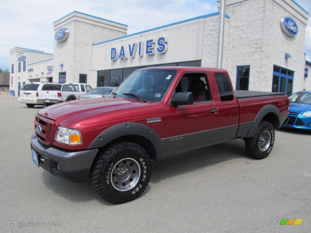 2006 Ranger FX4 Level II SuperCab 4x4 - Redfire Metallic / Ebony Black/Red photo #1