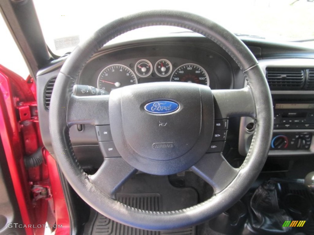 2006 Ford Ranger FX4 Level II SuperCab 4x4 Ebony Black/Red Steering Wheel Photo #69379879
