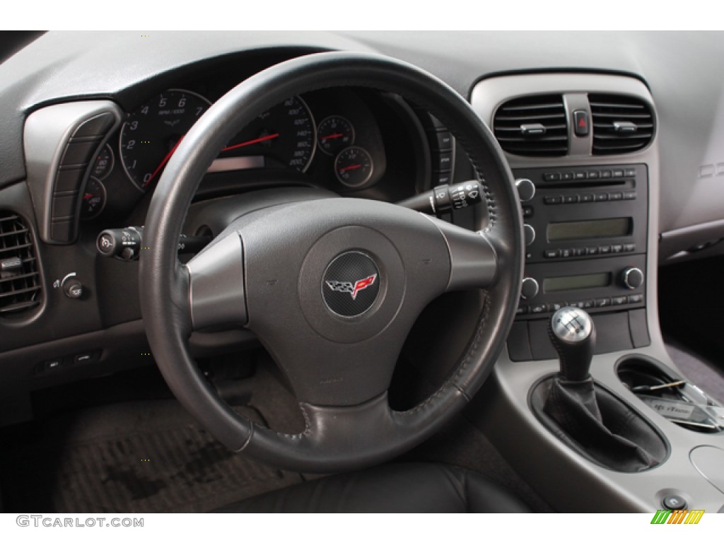 2007 Chevrolet Corvette Coupe Ebony Steering Wheel Photo #69381322