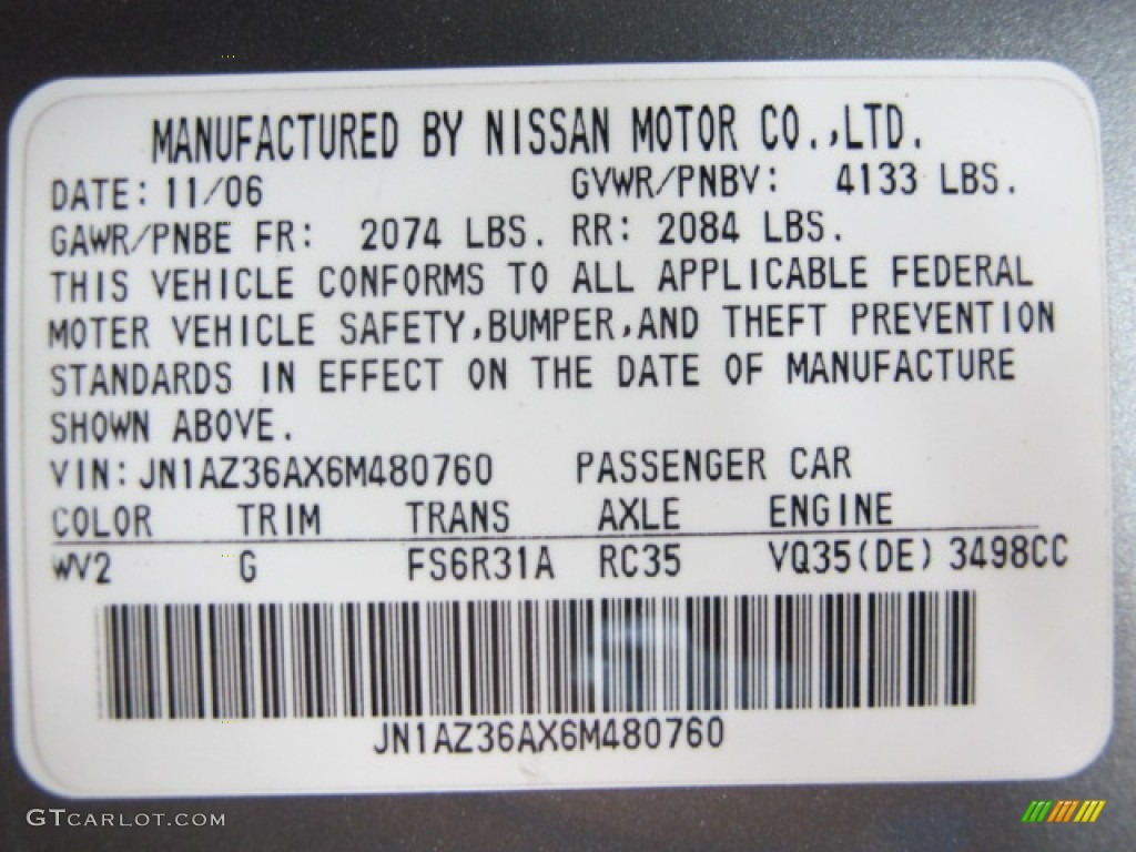 Nissan 350z colour codes #4