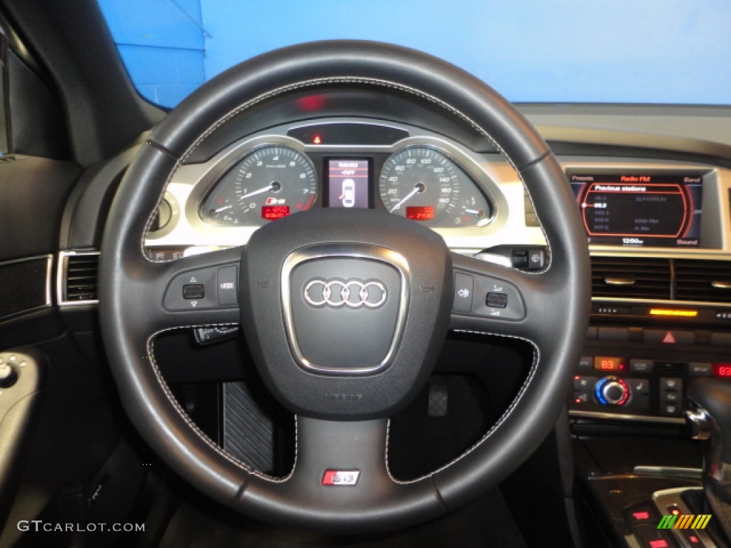 2008 Audi S6 5.2 quattro Sedan Black Steering Wheel Photo #69385711