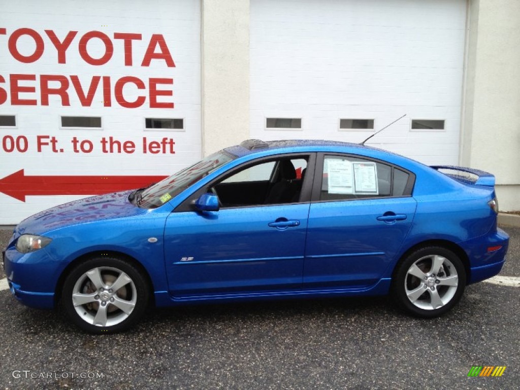 2005 MAZDA3 s Sedan - Winning Blue Mica / Black/Blue photo #4
