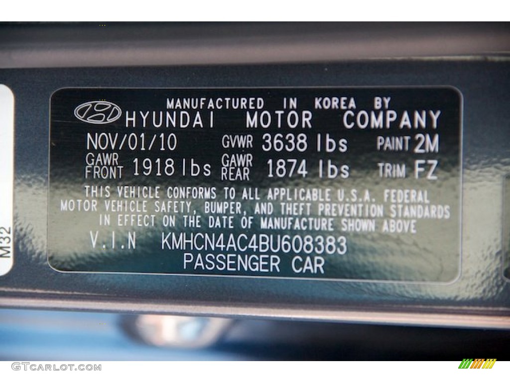 2011 Accent GLS 4 Door - Charcoal Gray / Gray photo #33