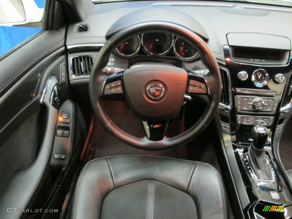 2012 Cadillac CTS -V Coupe Ebony/Ebony Steering Wheel Photo #69389482